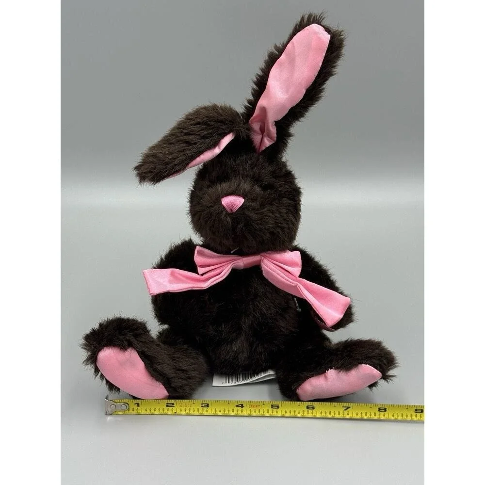 Kids of America Bunny Rabbit Brown Plush W/ Pink Ears Feet & Ribbon Bow 8